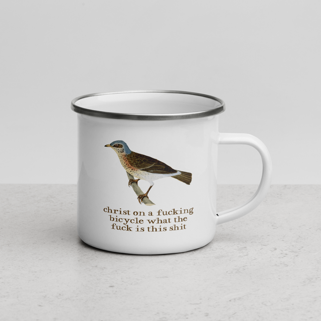 Christ On A Fucking Bicycle What The Fuck Is This Shit Enamel Mug