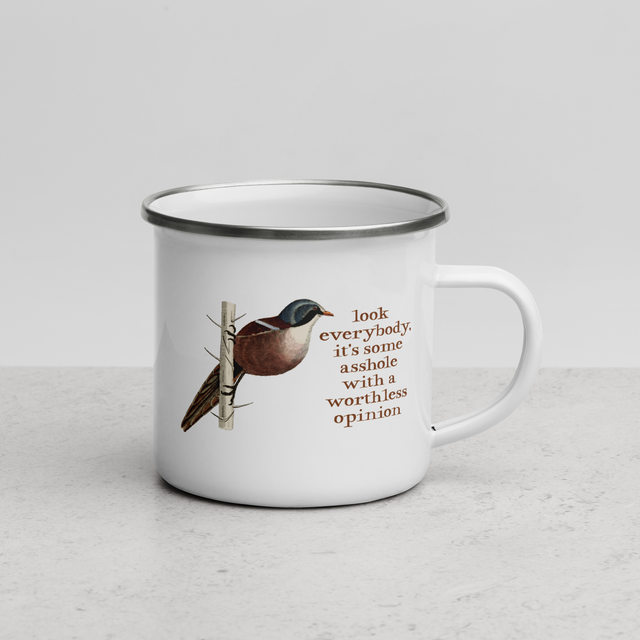 Look Everybody, It's Some Asshole With A Worthless Opinion Enamel Mug