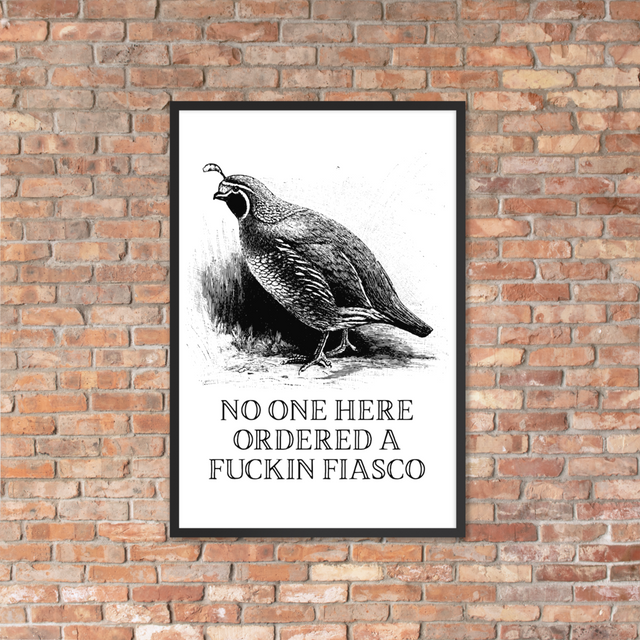 No One Here Ordered A Fuckin Fiasco Framed Poster