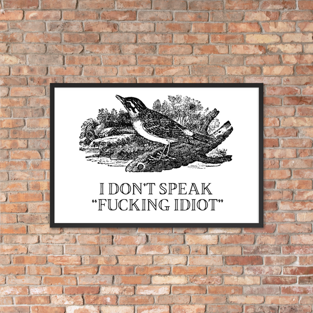 I Don't Speak "Fucking Idiot" Framed Poster